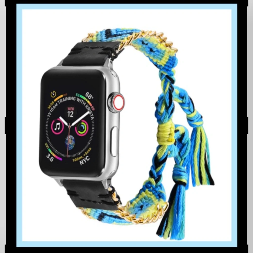 Blue & Yellow Braided Band for Apple Watch